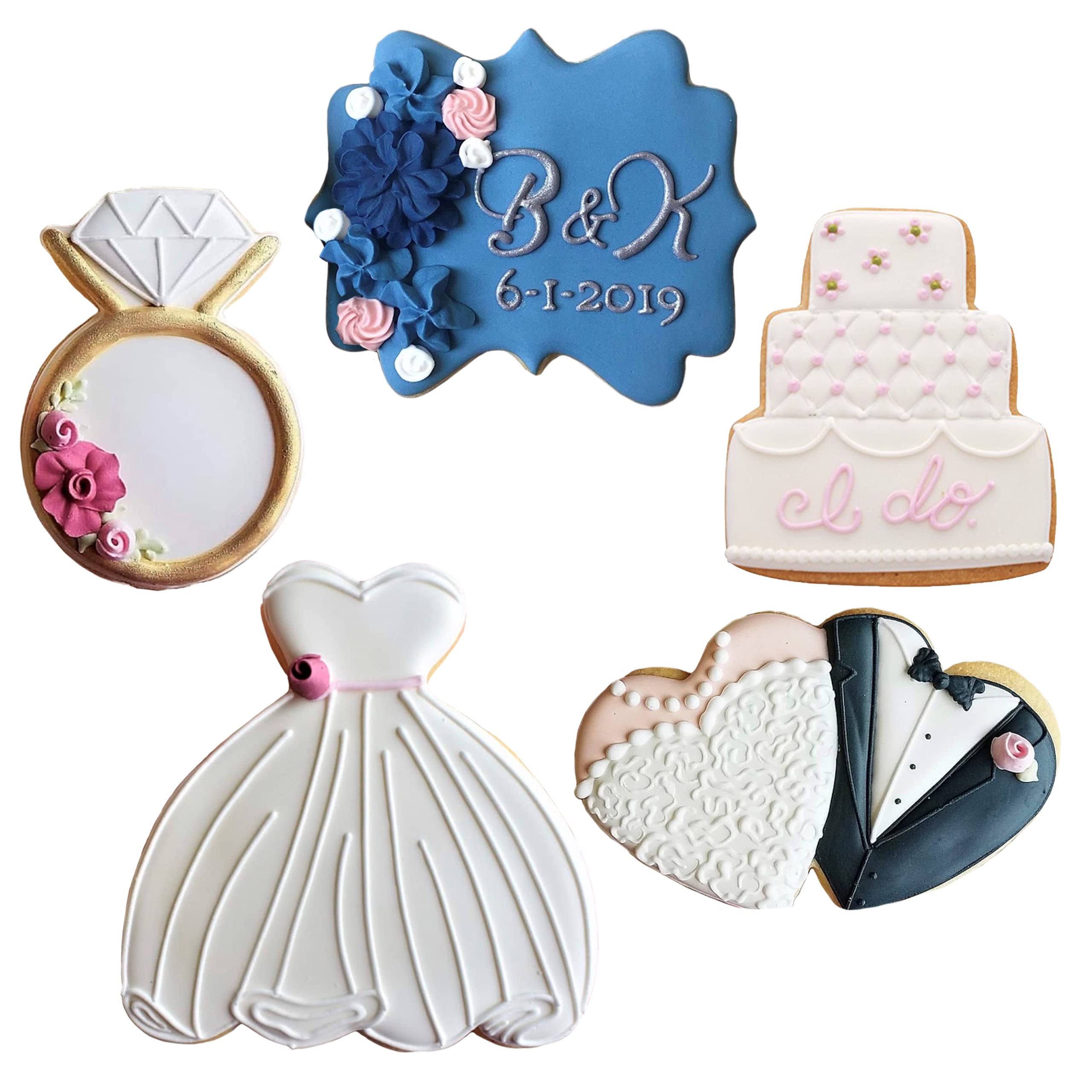 Ann Clark wedding dress cutters create charming bridal cookies for favors.