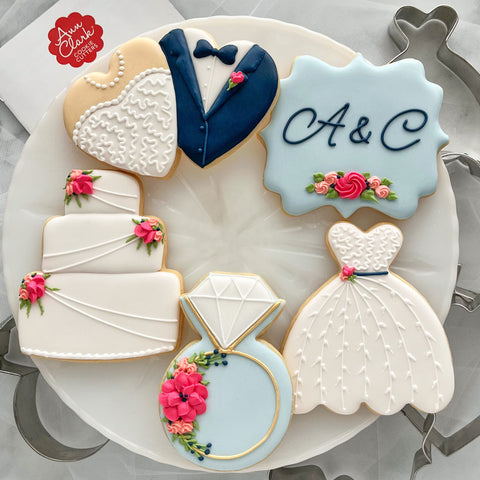 Ann Clark wedding square plaque cutters for elegant, shareable cookies at receptions.