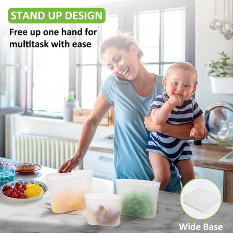 Annaklin silicone bag is freezer-safe for storing bulk ingredients and leftovers.