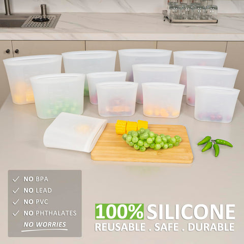 Annaklin silicone bag with zip-lock closure keeps contents sealed and fresh.