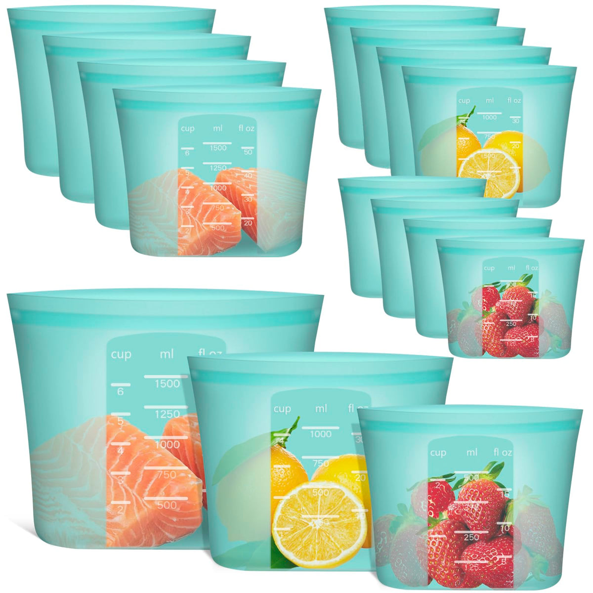Annaklin reusable food bags stand-up design for easy filling and storage