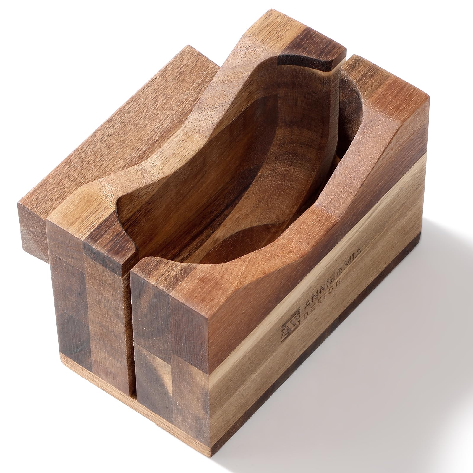 Annie and Mia Design bagel slicer in acacia wood with durable natural finish for daily use.