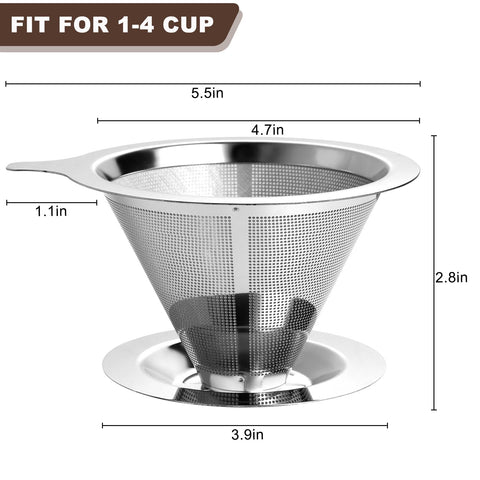 ANNMEXX stainless steel coffee dripper highlighting durable, reusable design.