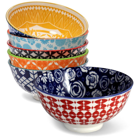 Annovero 10 oz ice cream bowls set of 6 in vibrant colors, ideal for desserts.
