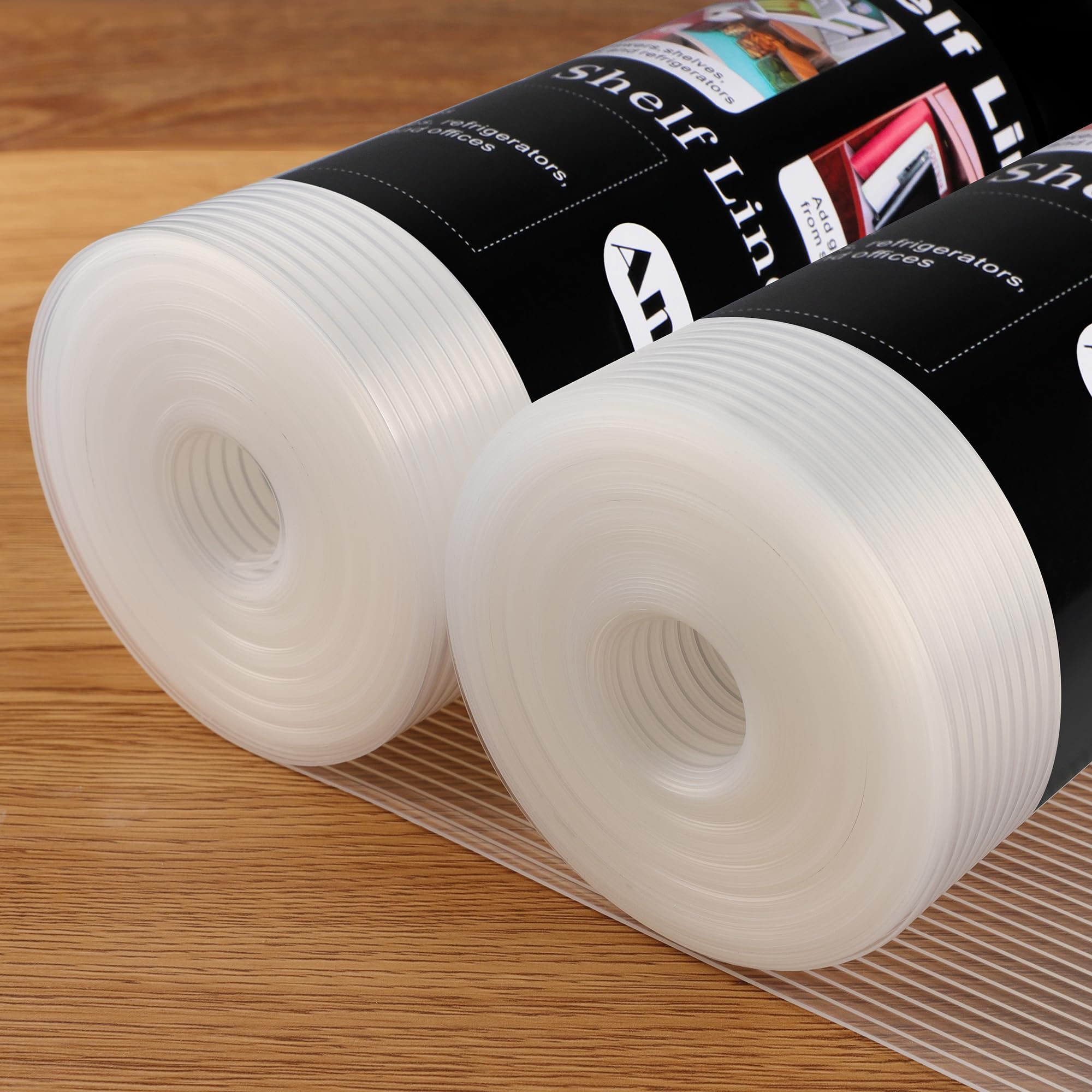 Anoak shelf liner with raised stripes showing non slip stability for glassware.