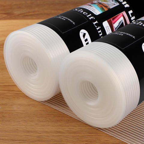 Anoak shelf liner with raised stripes showing non slip stability for glassware.