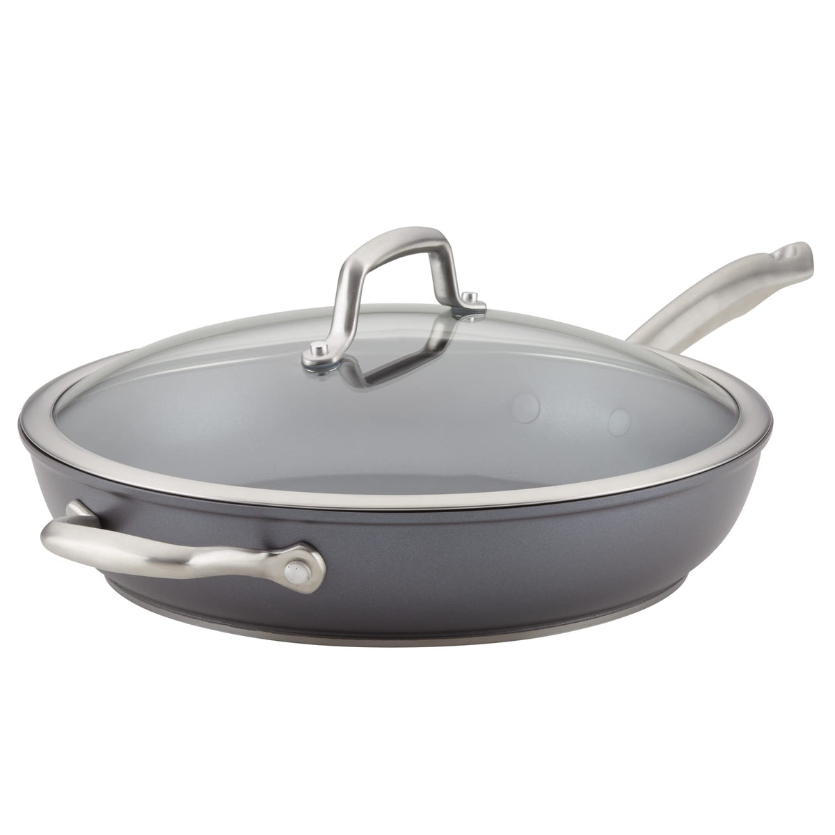 Anolon Accolade 12-inch Moonstone Gray pan for everyday searing.