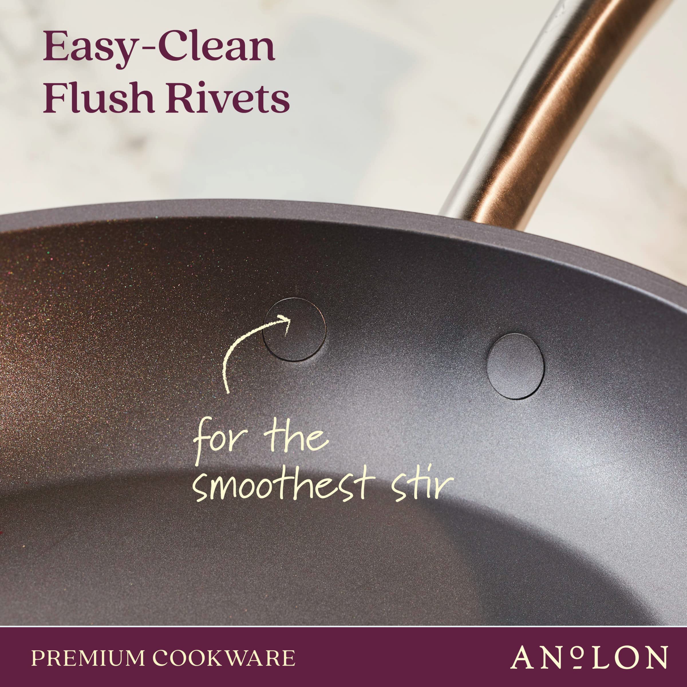 Anolon Accolade stain-resistant exterior stays looking new.