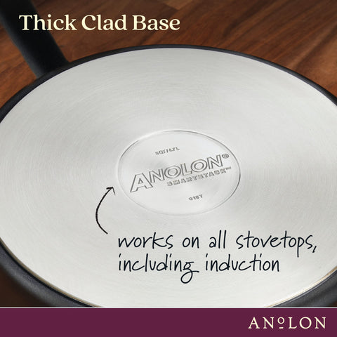 Close-up of nesting design saving cabinet space in Anolon SmartStack.