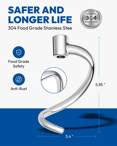 ANONEMOTO spiral hook compatible with KitchenAid models for versatile kneading.