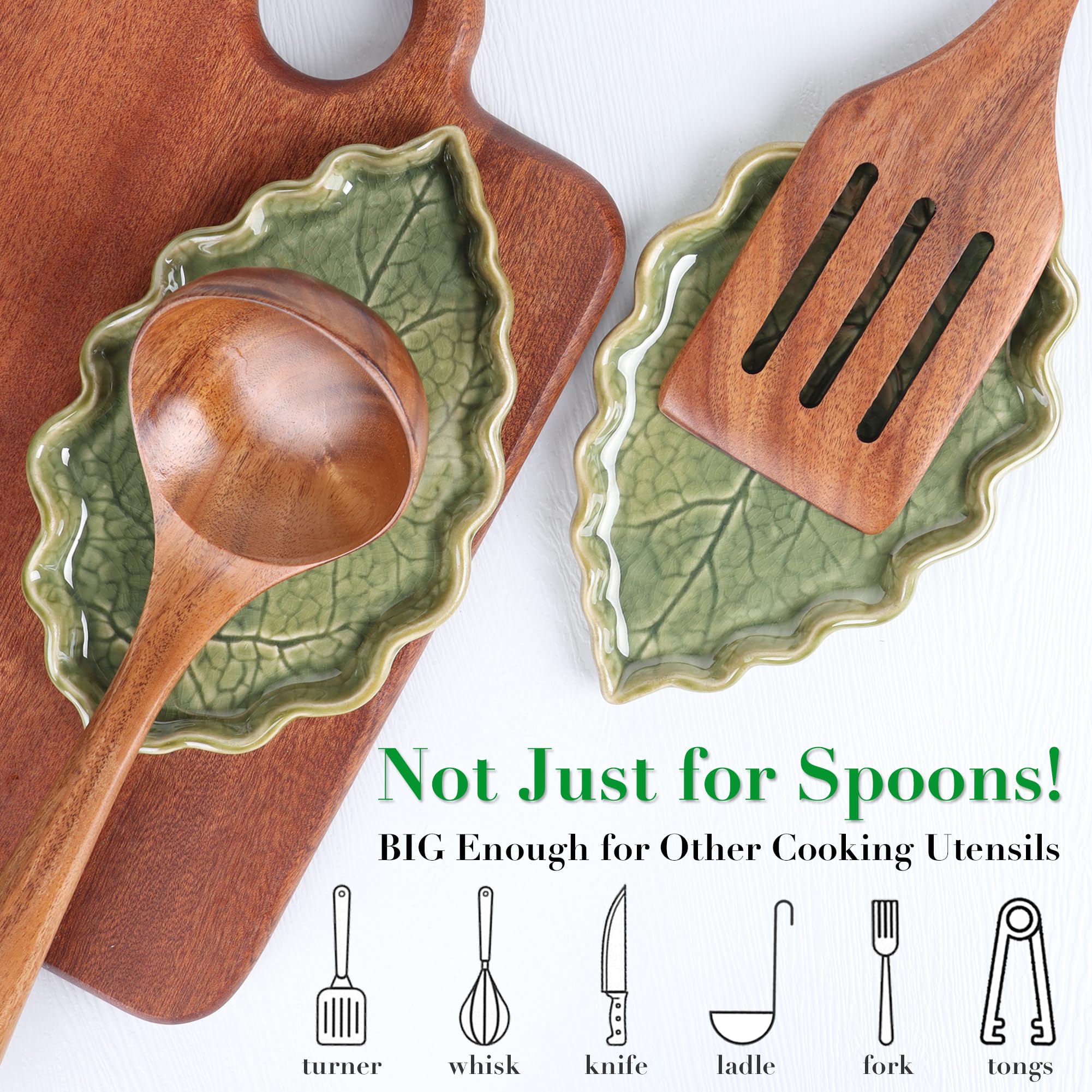 Anoonse green leaf design adds elegant kitchen décor.