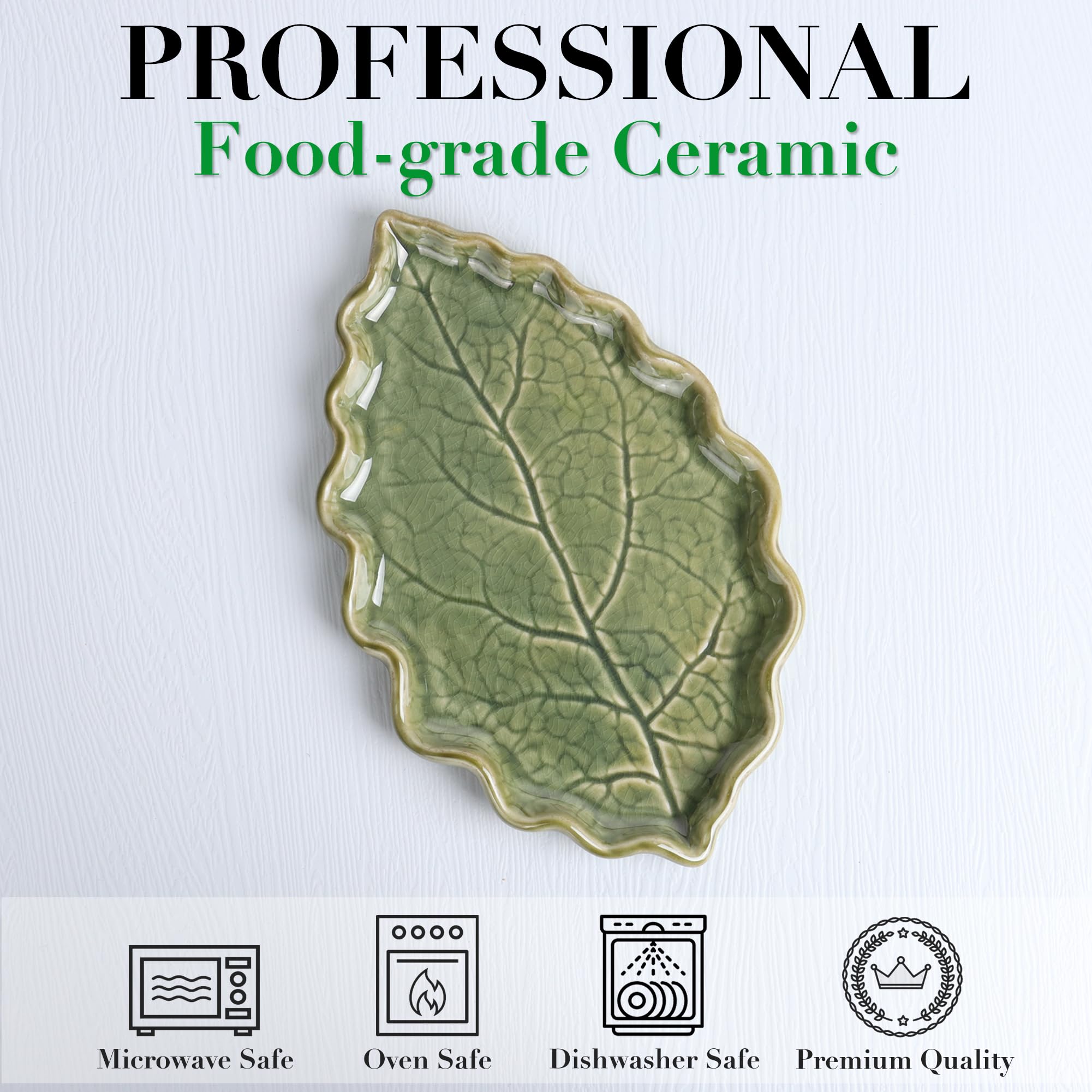 Anoonse green leaf spoon rest on stove top for spoons and spatulas.