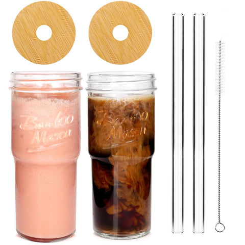 ANOTION 24oz mason jar with lids for travel and on-the-go drinks