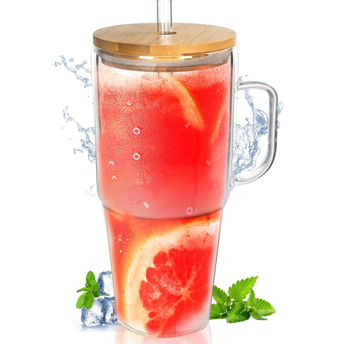 ANOTION 40oz tumbler with handle and straw for travel and hydration