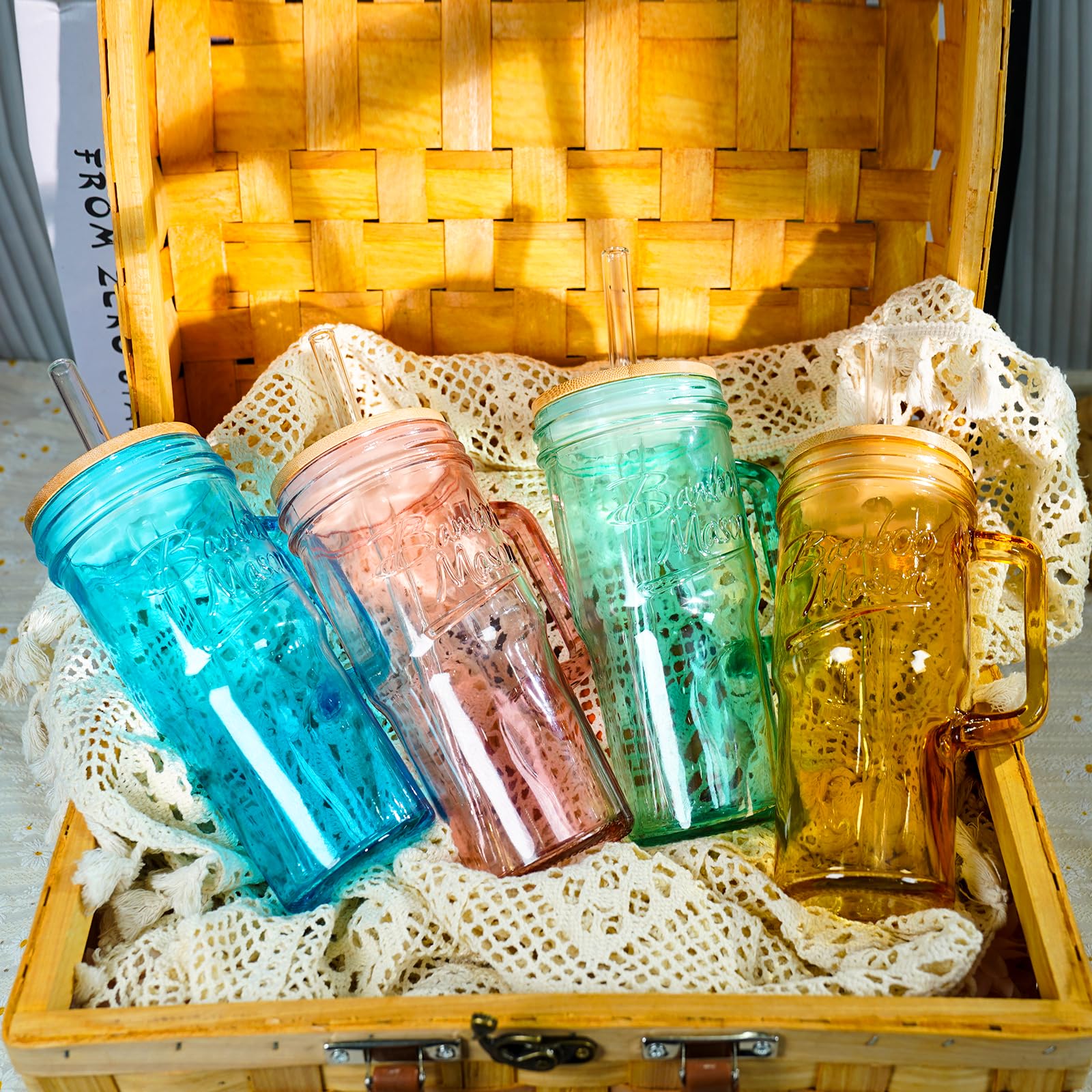 ANOTION glass straws with cleaning brush for quick, thorough cleanup.
