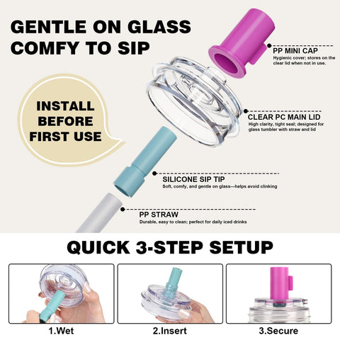 ANOTION leakproof glass tumbler with handle for easy grip and hot or cold drinks.