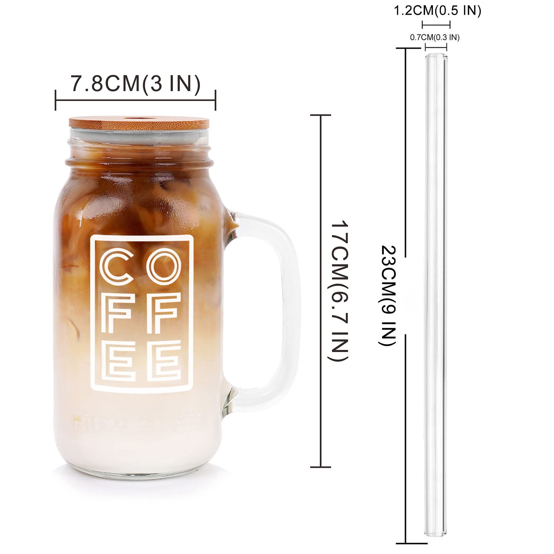 ANOTION 24oz mason jar with regular mouth for generous drinks