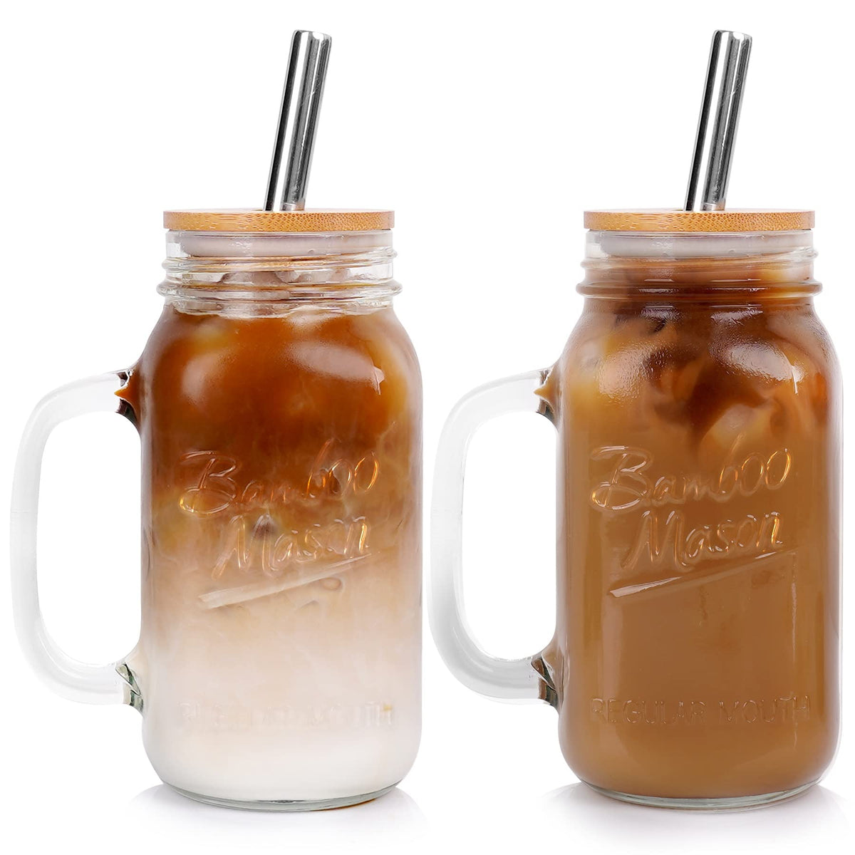 ANOTION mason jar 24oz with lid and straw for spill-free sipping.