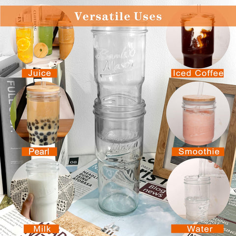 ANOTION versatile cups suited for iced coffee, juice, smoothie, and tea.