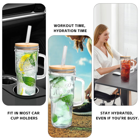 ANOTION wide mouth dishwasher safe glass for easy cleaning and quick refills.