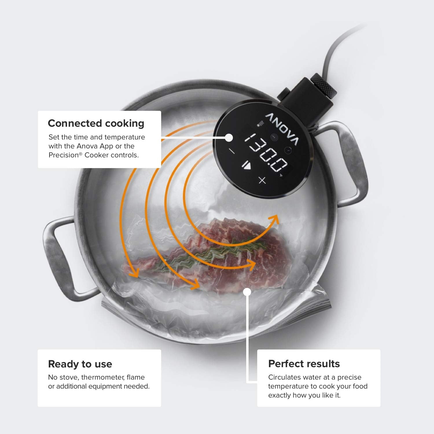 Anova Sous Vide 2.0 WiFi app display shows control options