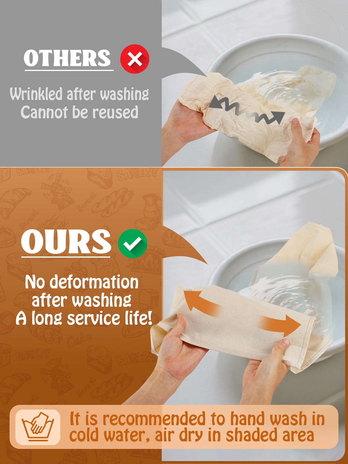 ANPHSIN 190gsm proofing cloth offers durability and tear resistance for repeated bread shaping