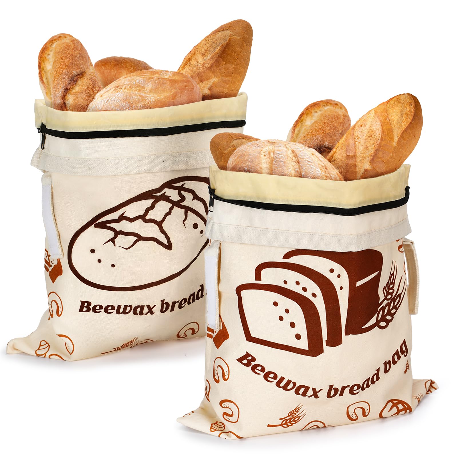 ANPHSIN bread bag with double-seal zipper for longer freshness on the counter.