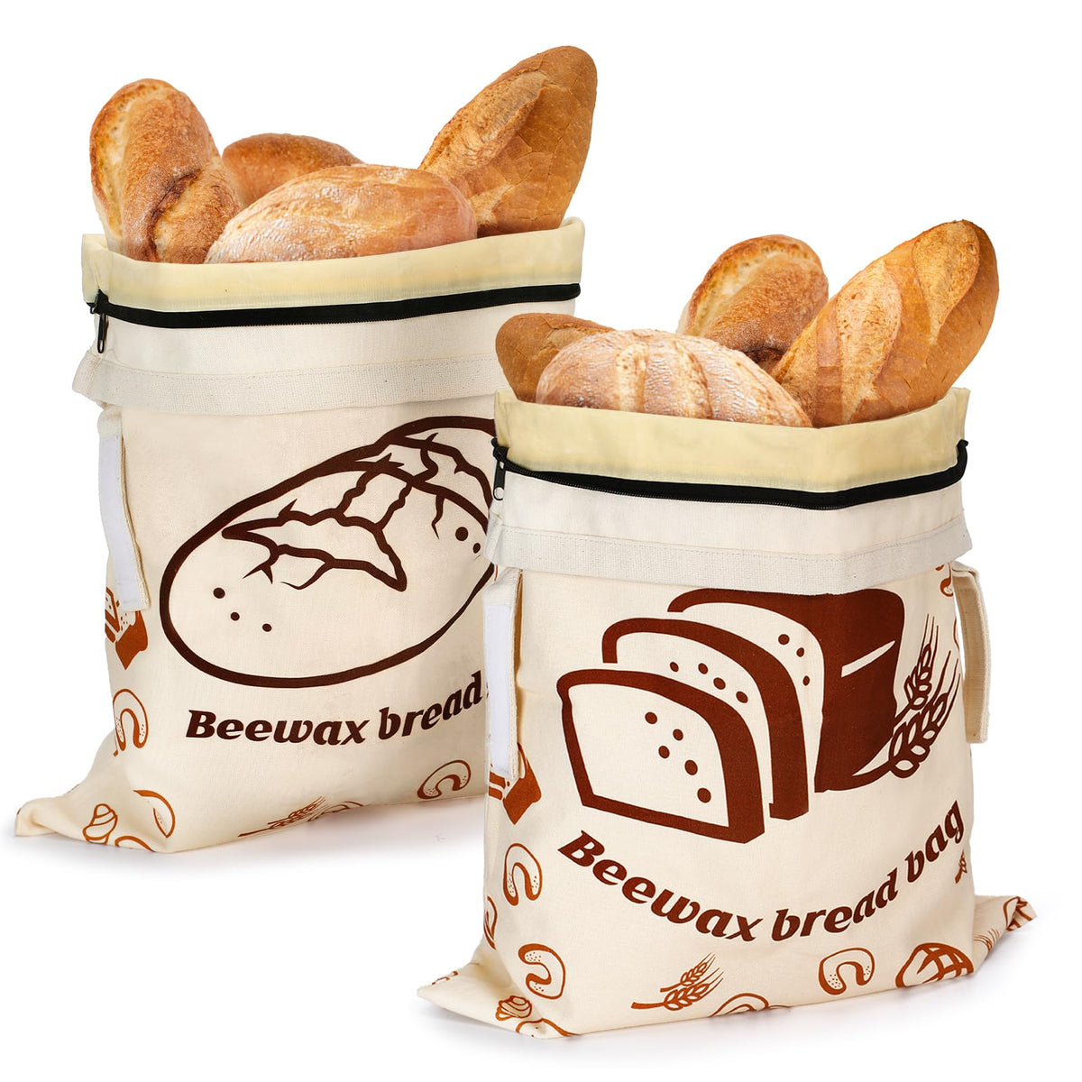 ANPHSIN bread bag with double-seal zipper for longer freshness on the counter.