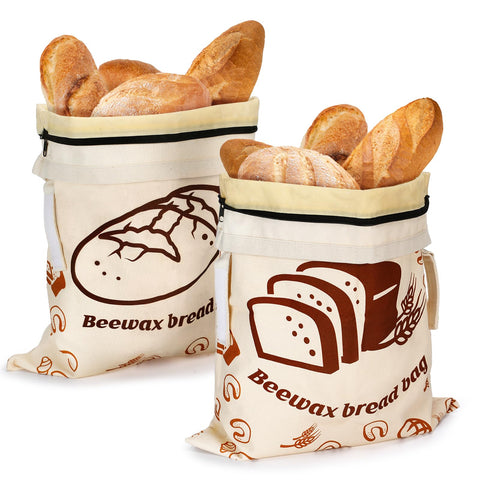 ANPHSIN bread bag with double-seal zipper for longer freshness on the counter.