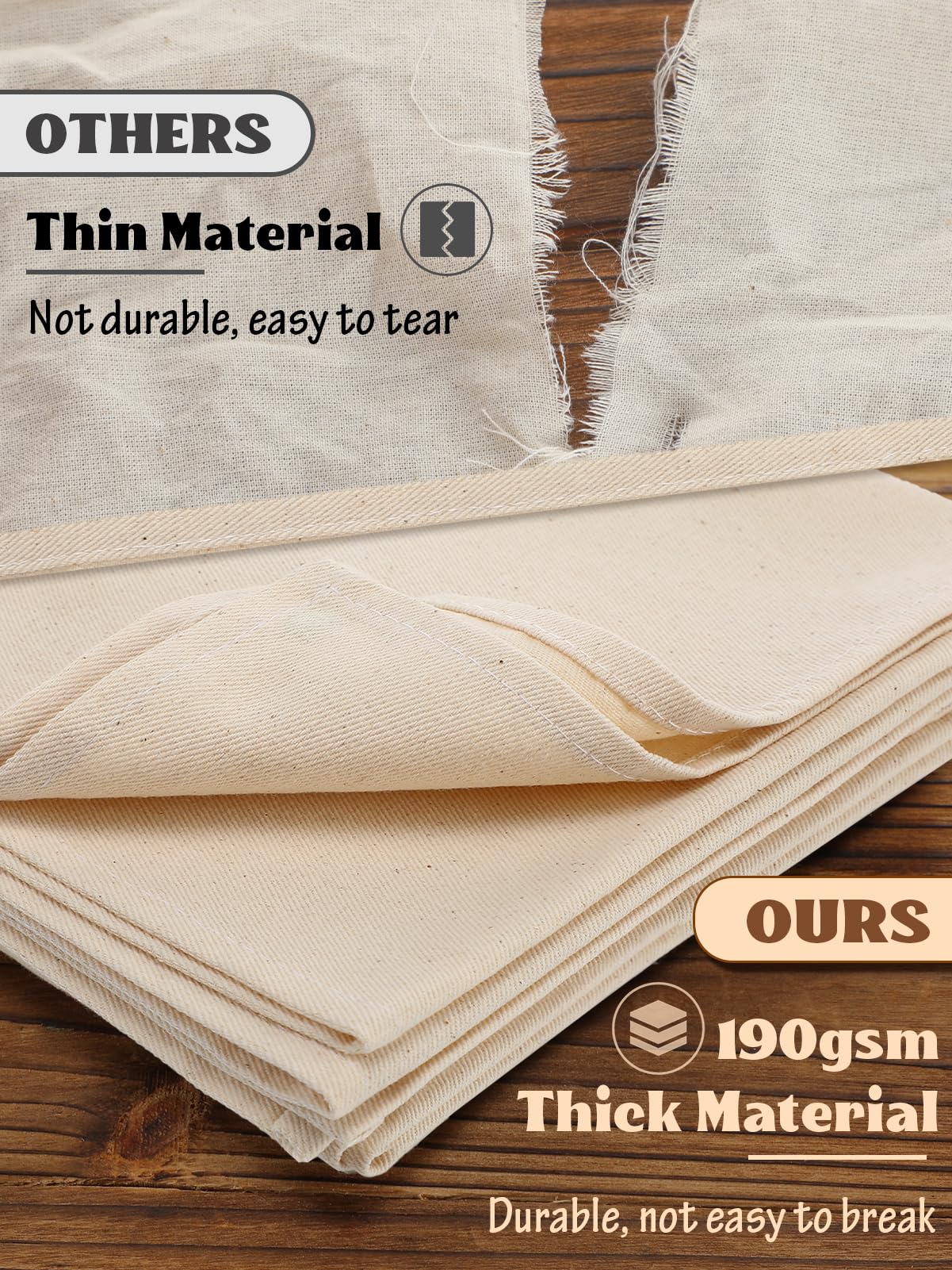 ANPHSIN unbleached cotton tea towel featuring lint-free texture to preserve bread aroma