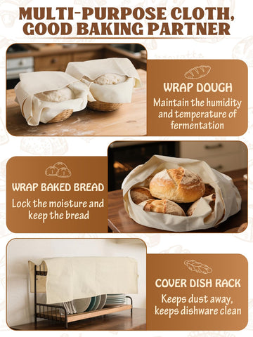 ANPHSIN large 28x28 towels provide generous space to shape baguettes and cover bowls
