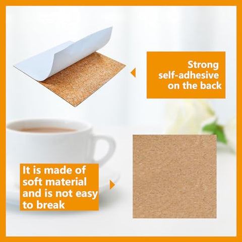 Anpuimult cork backing measures 3.74 in square for standard coasters.