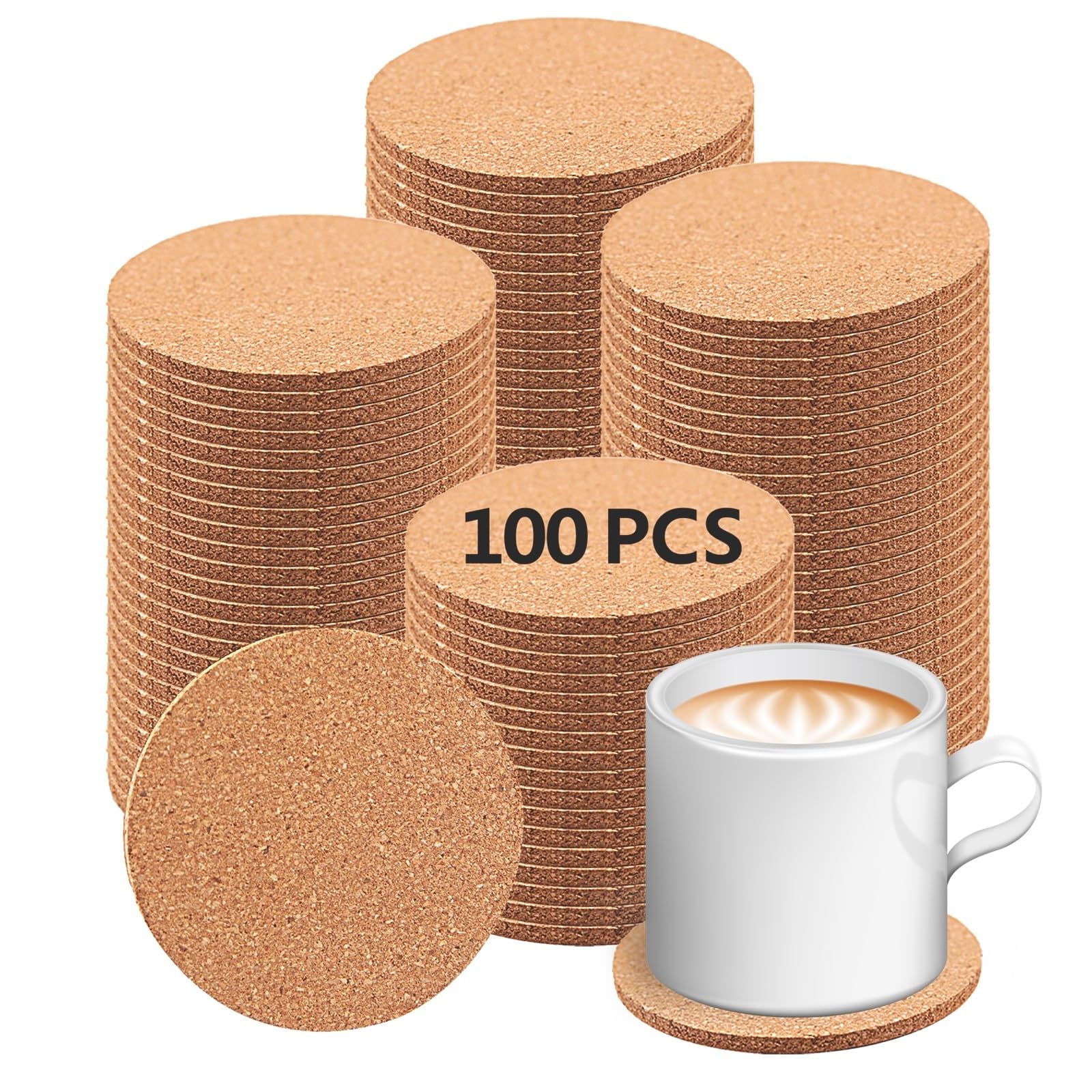 Anpuimult cork coaster pack laid out on a table protecting surfaces from heat and moisture