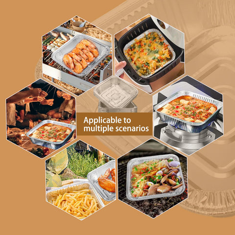 ANQIA food-safe aluminum foil pans protect foods like bread and dumplings.