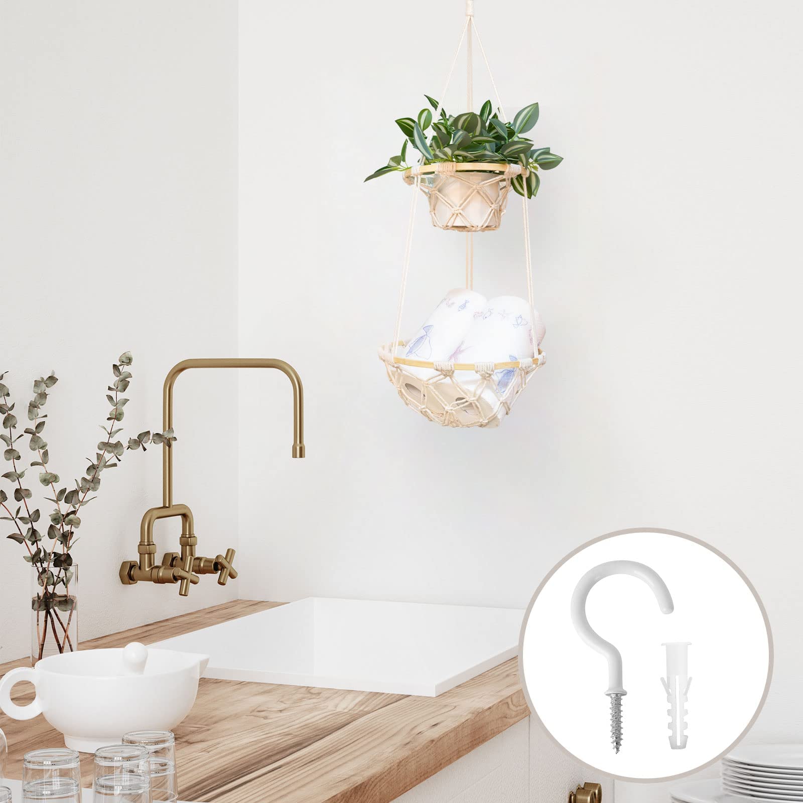 ANROYE Hanging basket in living room provides decorative storage options.