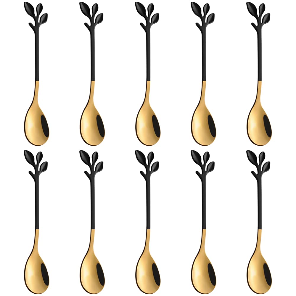 AnSaw Elegant Leaf coffee spoon 4.7-inch for precise demitasse stirring with refined style