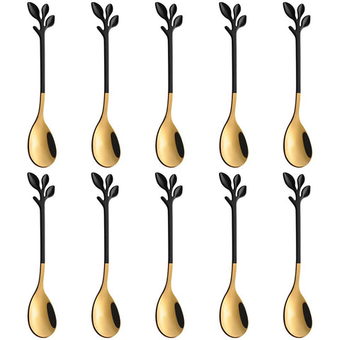 AnSaw Elegant Leaf coffee spoon 4.7-inch for precise demitasse stirring with refined style