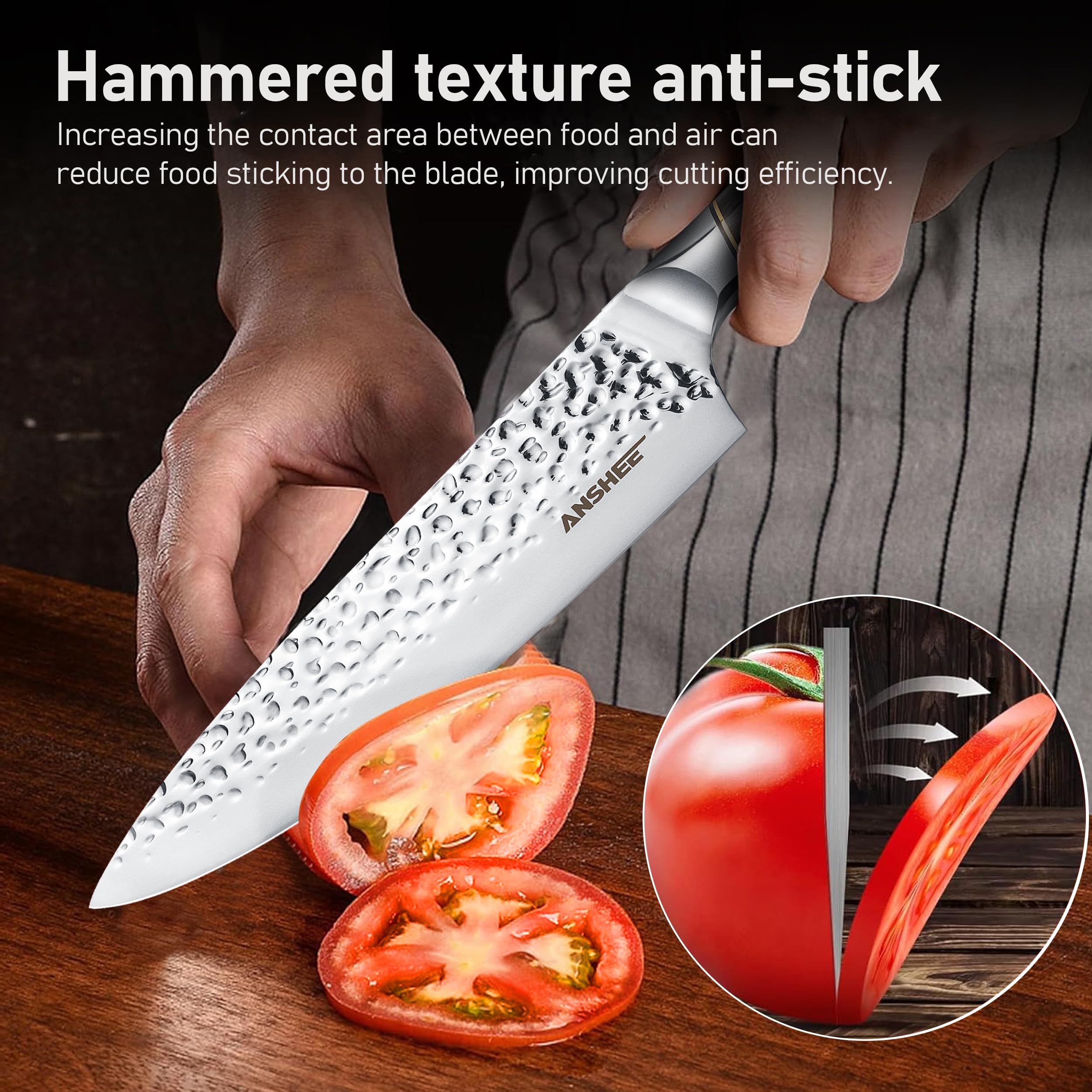 Anshee tapered handle palm ergonomics reduce fatigue during prep