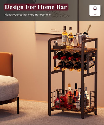 Ansionsol vintage wine stand blends wood and metal for warmth