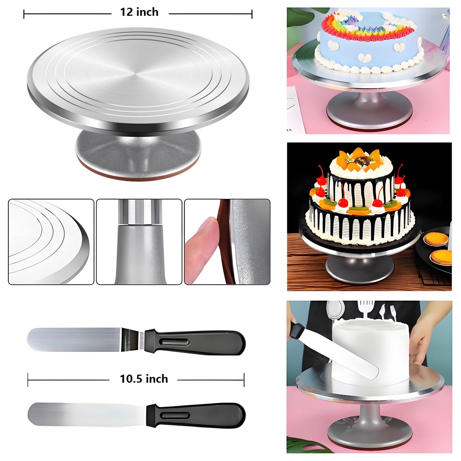 ANSLYQA 12-inch rotating cake turntable offering smooth, stable spins