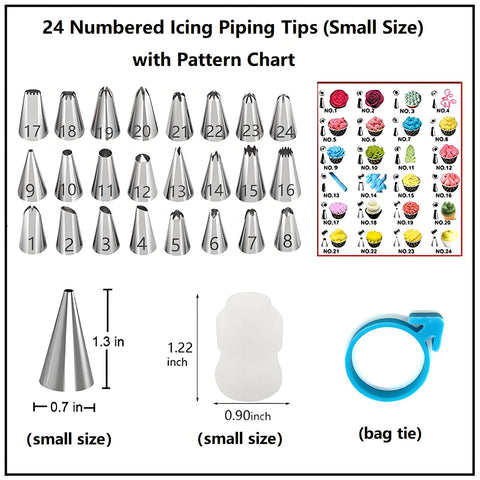 ANSLYQA 24 numbered icing tips with pattern chart for versatile designs