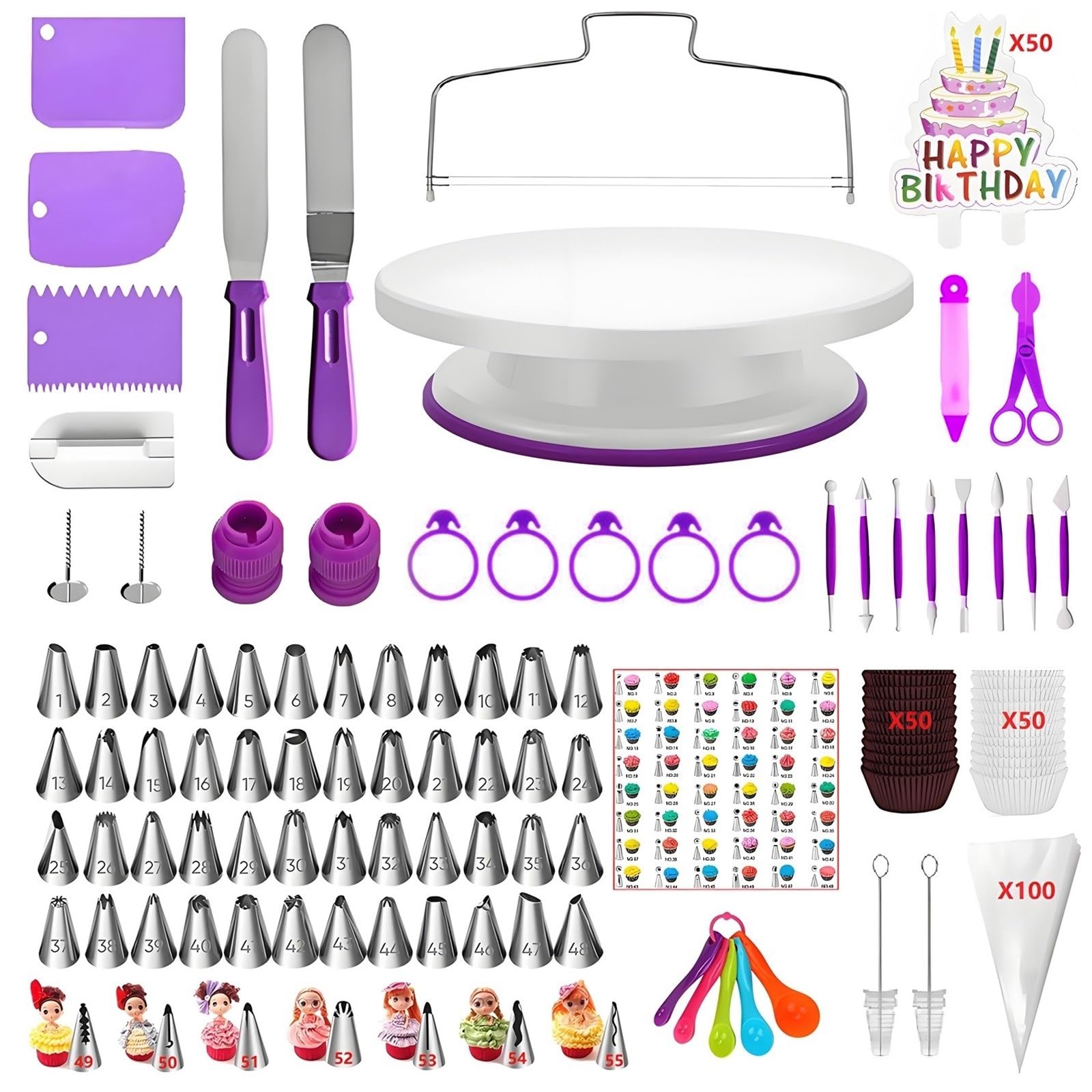 ANSLYQA cake decorating kit with rotating turntable for easy frosting