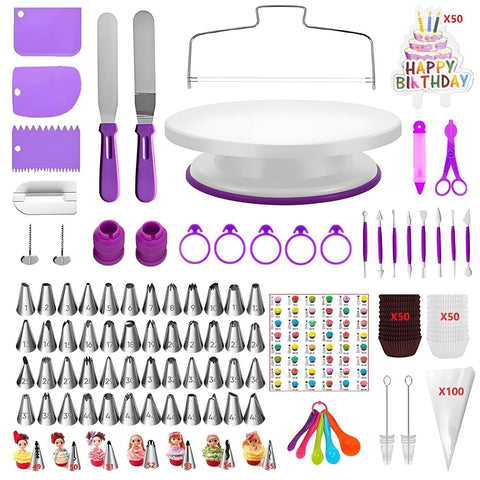 ANSLYQA cake decorating kit with rotating turntable for easy frosting