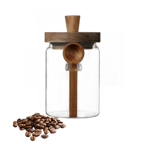ANSQU glass jar with wooden lid shows contents clearly for quick checks