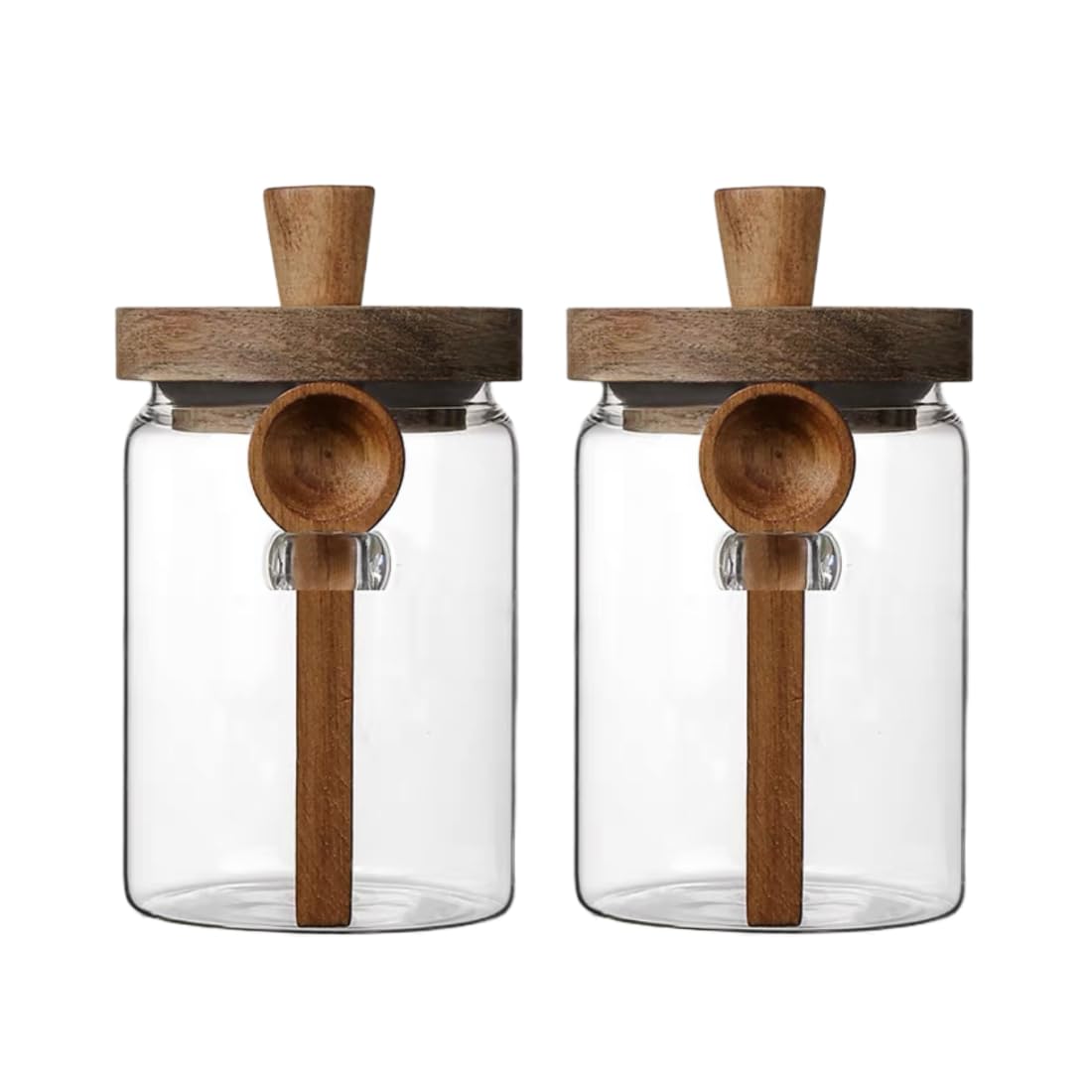 ANSQU glass storage jar with bamboo lid and spoon keeps cereals fresh and visible