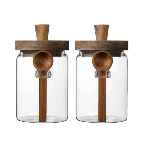 ANSQU glass storage jar with bamboo lid and spoon keeps cereals fresh and visible