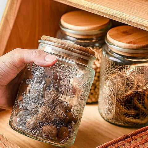 ANSQU tea and spice storage jar keeps shelves organized