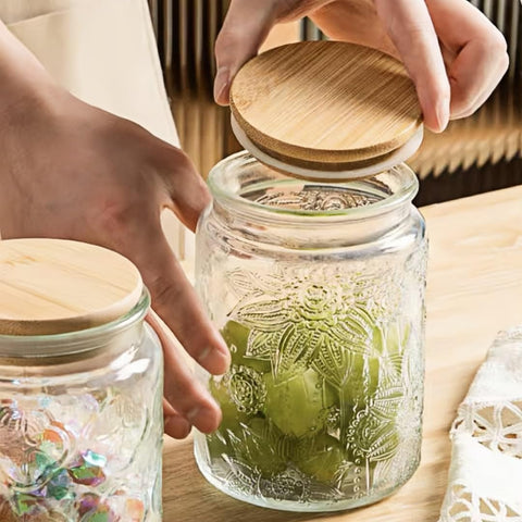 ANSQU glass jar with wide mouth for easy filling and scooping