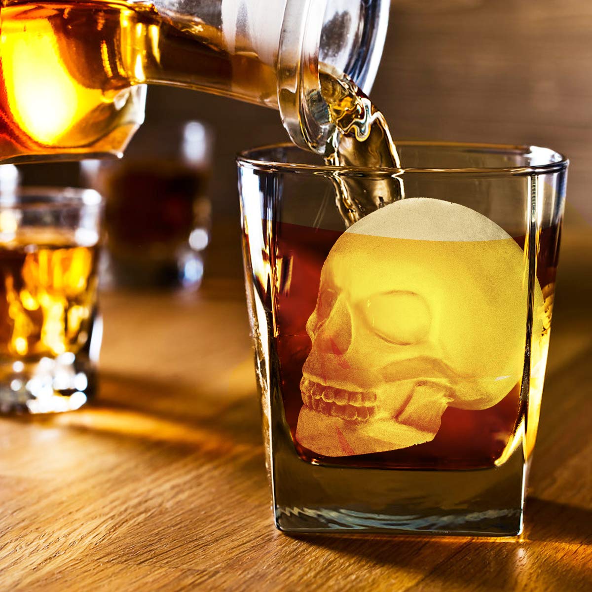 Antenda skull ice tray with funnels for mess-free filling