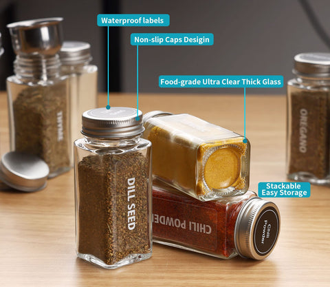 Antimbee food-grade clear glass showcases spices clearly and safely.